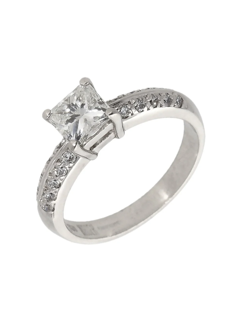 William May 14ct White Gold Princess Cut Diamond Solitaire Ring