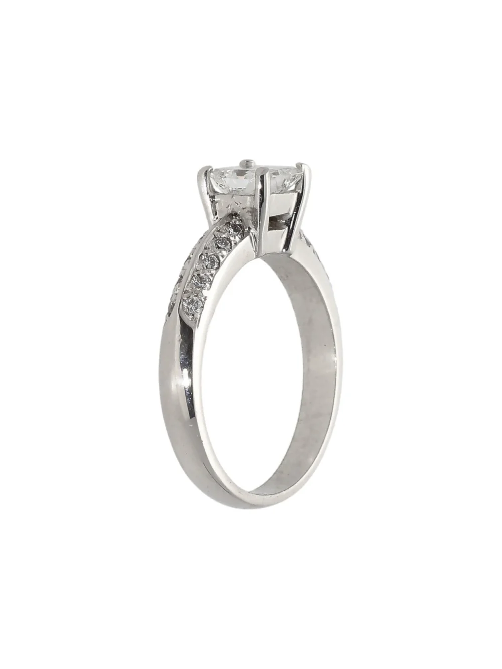 William May 14ct White Gold Princess Cut Diamond Solitaire Ring, view 2
