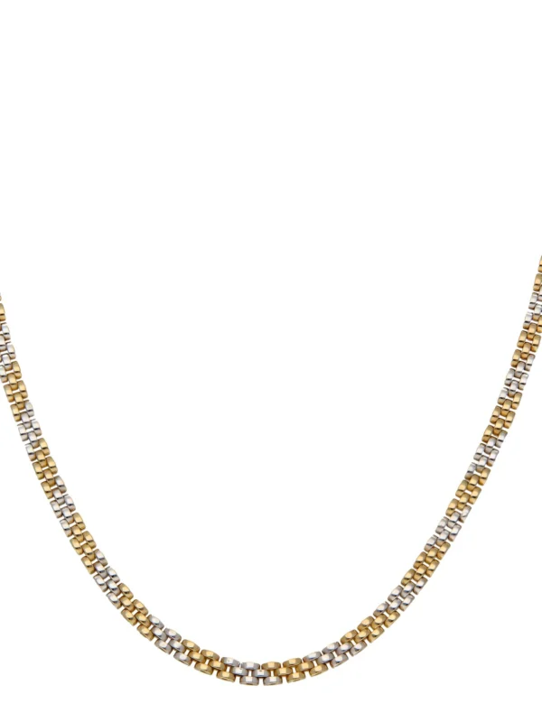 William May 14ct Yellow & White Gold 17" Brick Link Necklace
