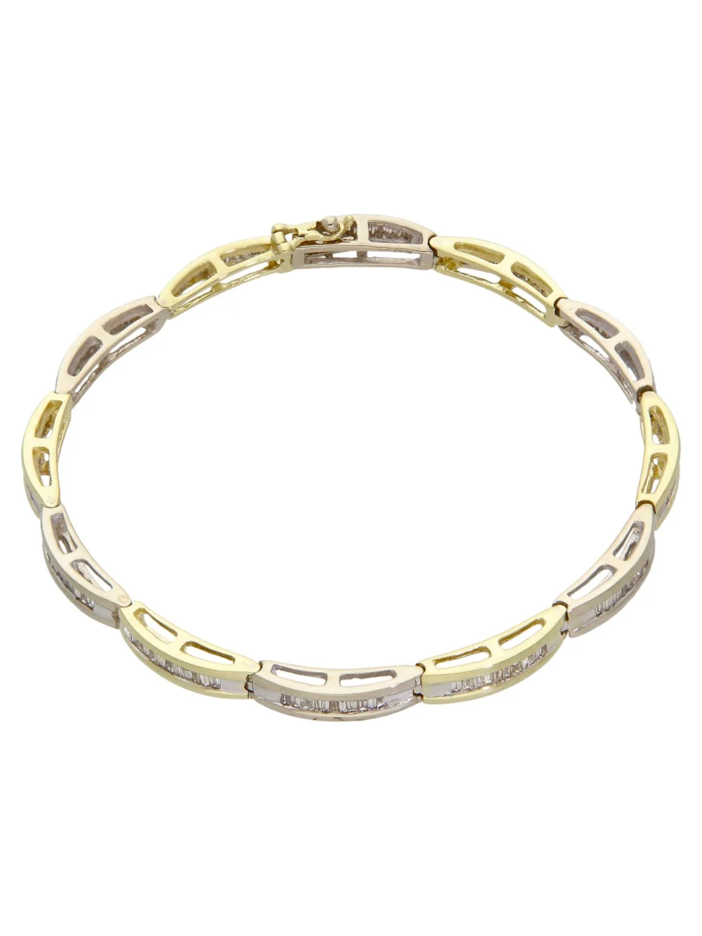 William May 14ct Yellow & White Gold Baguette Cut Diamond Bracelet