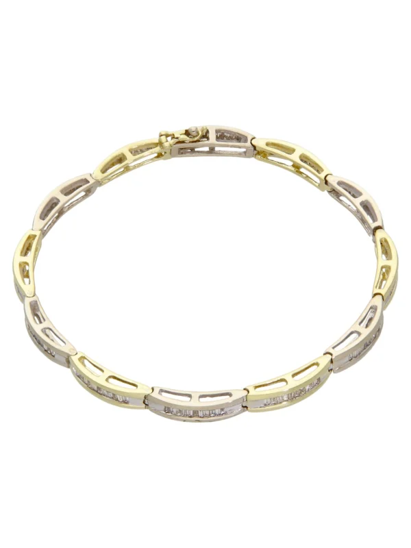 William May 14ct Yellow & White Gold Baguette Cut Diamond Bracelet