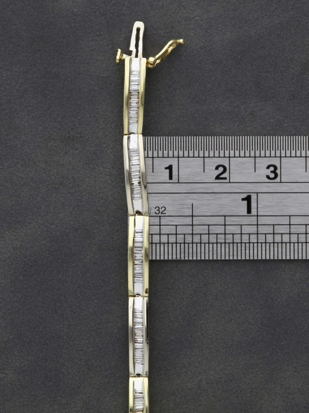 William May 14ct Yellow & White Gold Baguette Cut Diamond Bracelet, view 3