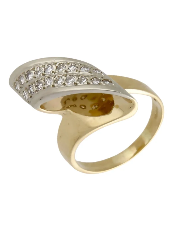 William May 14ct Yellow & White Gold Diamond Set Wave Dress Ring