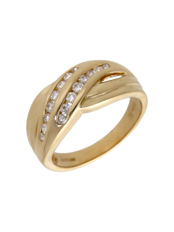 William May 14ct Yellow Gold 0.33ct Diamond Crossover Wave Ring