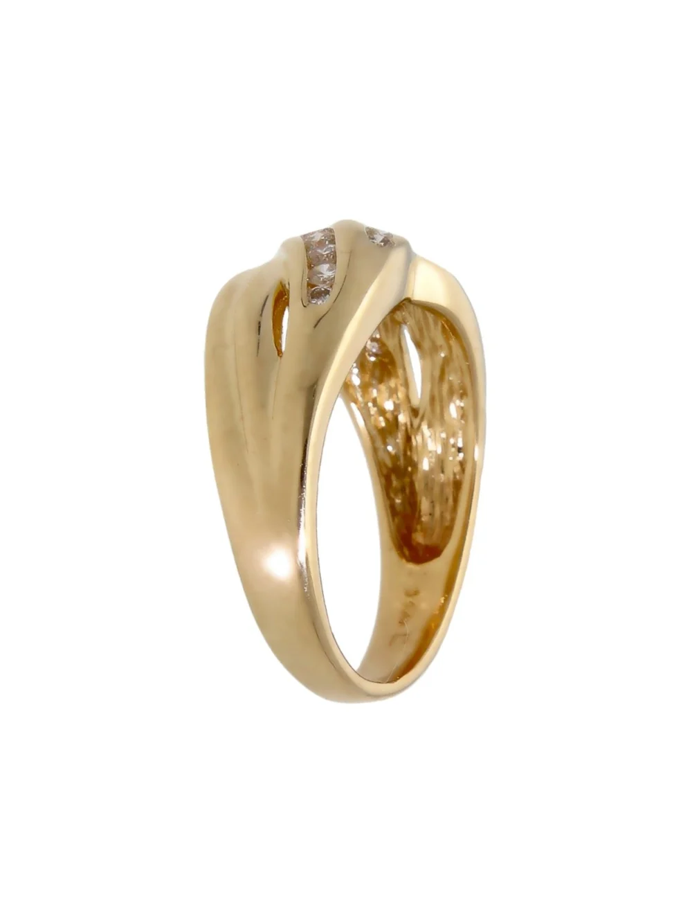 William May 14ct Yellow Gold 0.33ct Diamond Crossover Wave Ring, view 2