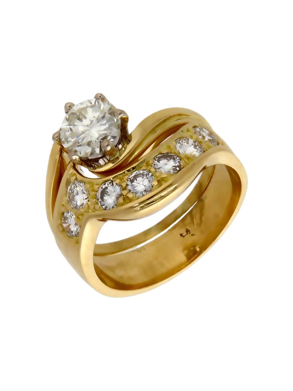 William May 14ct Yellow Gold 1.37ct Diamond Twist Bridal Ring Set