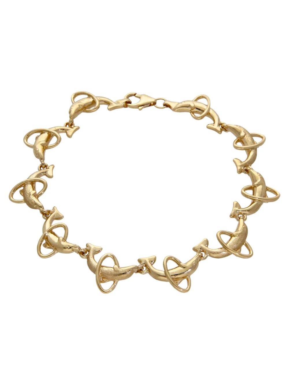 William May 14ct Yellow Gold 7.5" Dolphin Link Bracelet