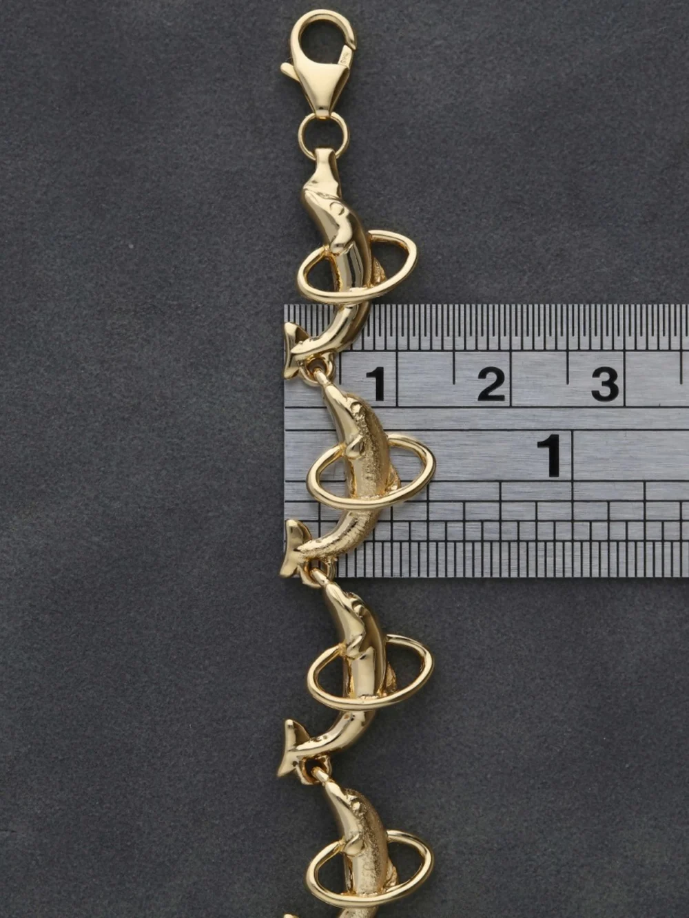 William May 14ct Yellow Gold 7.5" Dolphin Link Bracelet, view 2