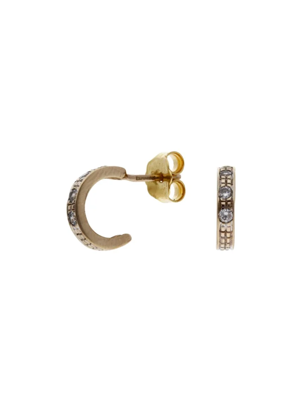 William May 14ct Yellow Gold Cubic Zirconia Curved Stud Earrings