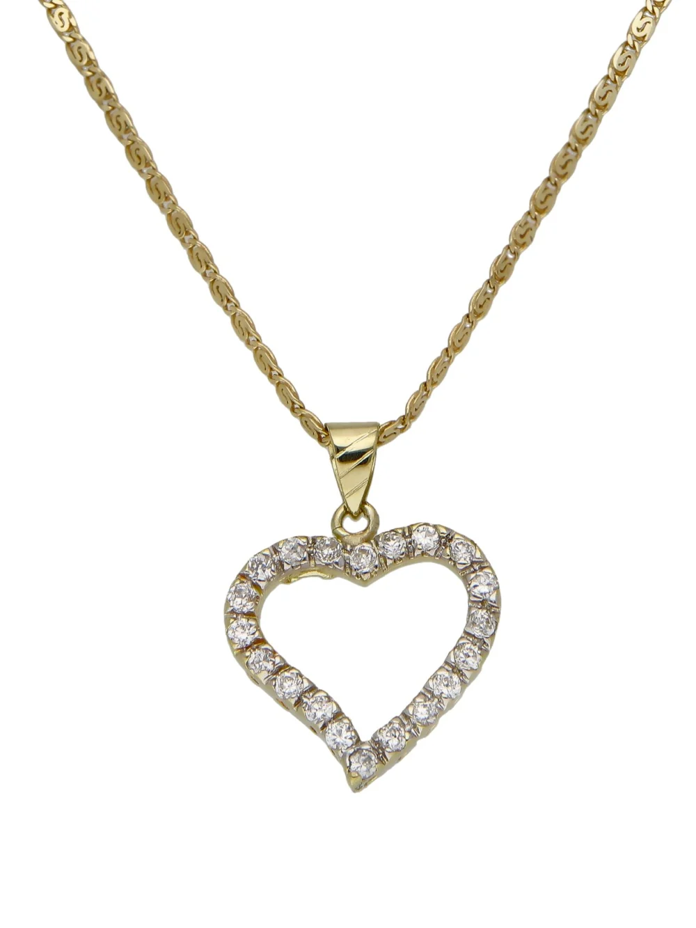 William May 14ct Yellow Gold Cubic Zirconia Heart & Chain Necklace