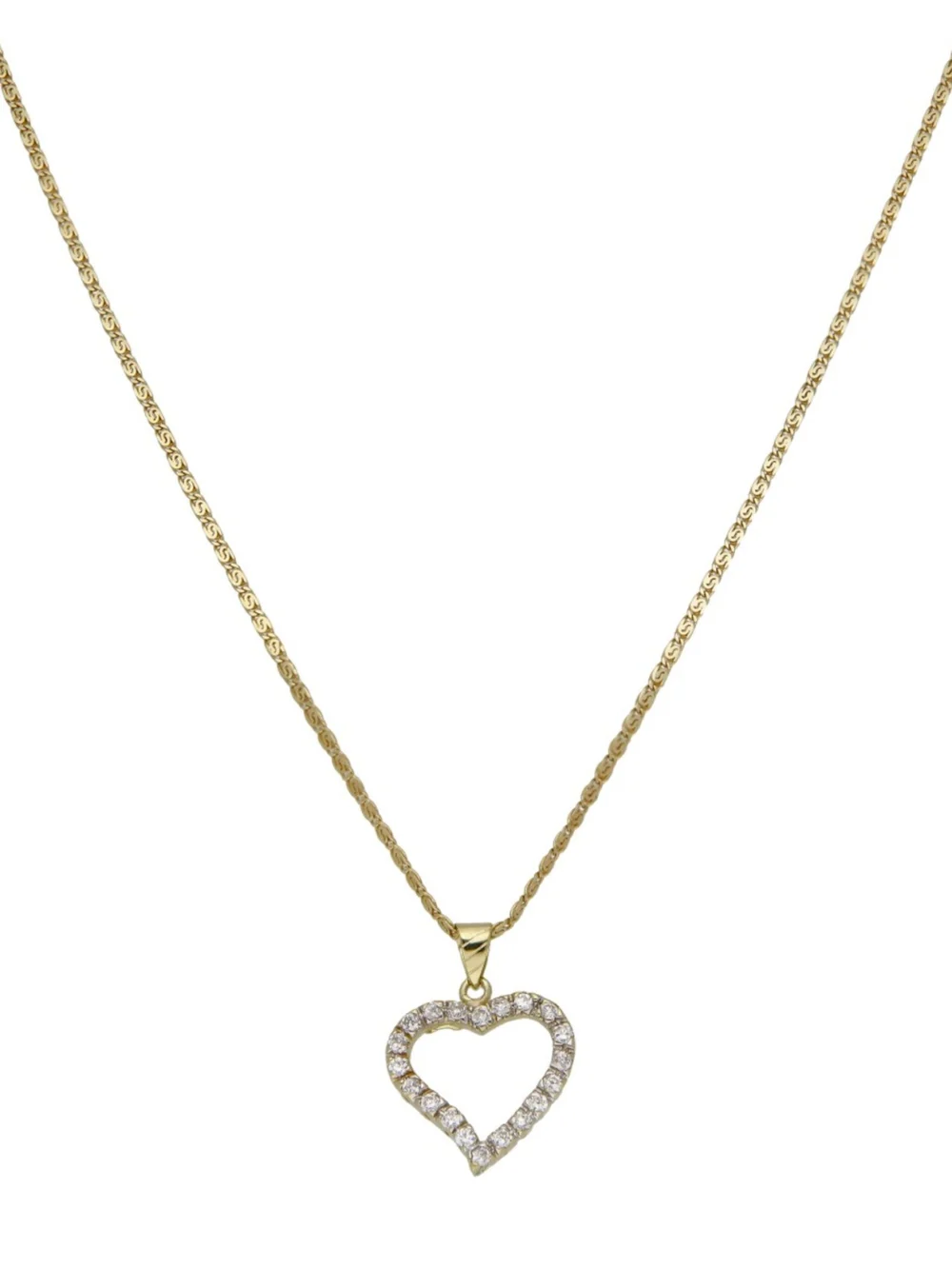 William May 14ct Yellow Gold Cubic Zirconia Heart & Chain Necklace, view 2