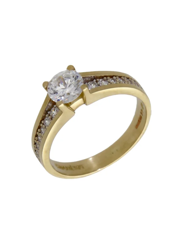 William May 14ct Yellow Gold Cubic Zirconia Solitaire Band Ring