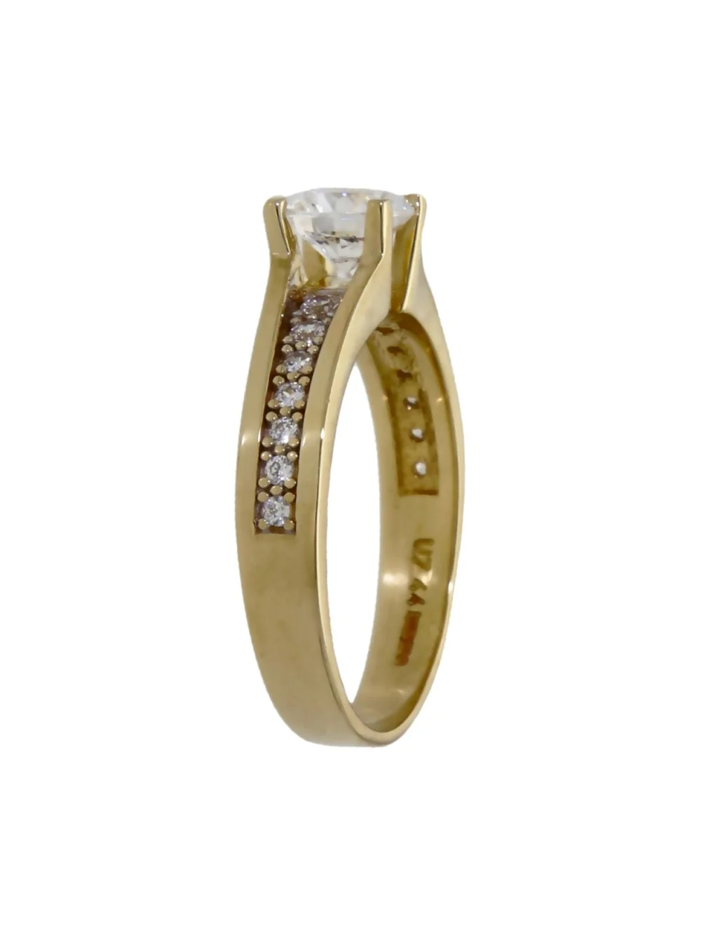 William May 14ct Yellow Gold Cubic Zirconia Solitaire Band Ring, view 2
