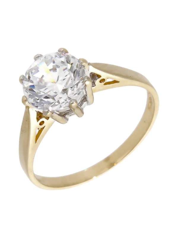 William May 14ct Yellow Gold Cubic Zirconia Solitaire Ring