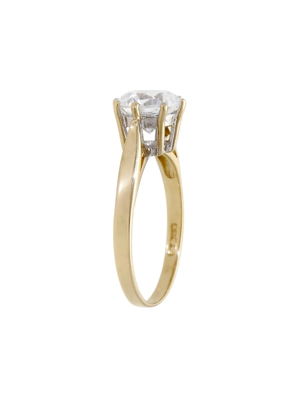 William May 14ct Yellow Gold Cubic Zirconia Solitaire Ring, view 2