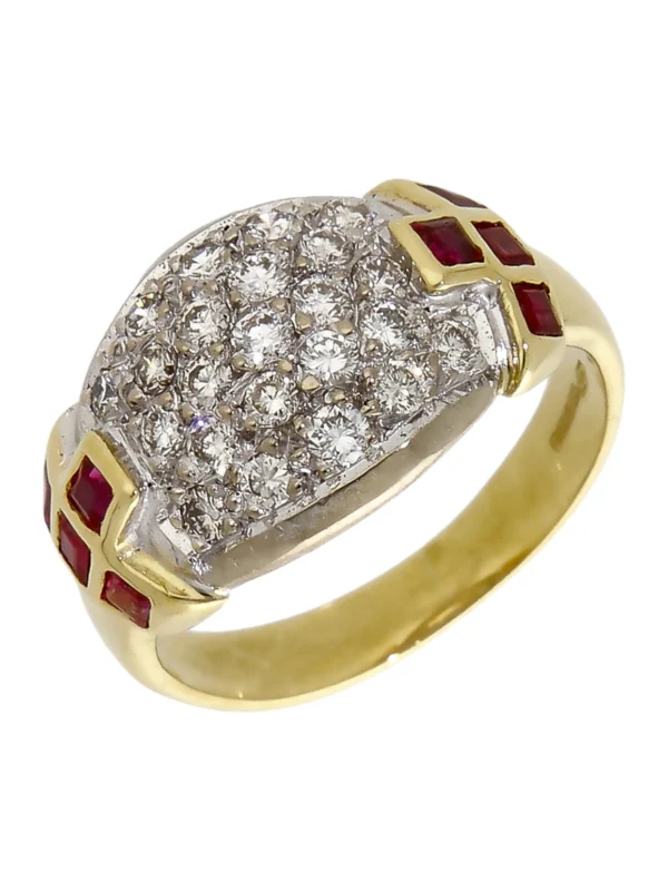 William May 14ct Yellow Gold Diamond & Ruby Dress Ring