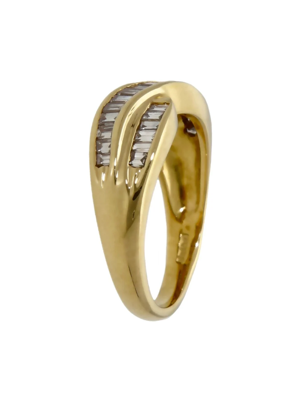William May 14ct Yellow Gold Diamond Crossover Wave Ring, view 2