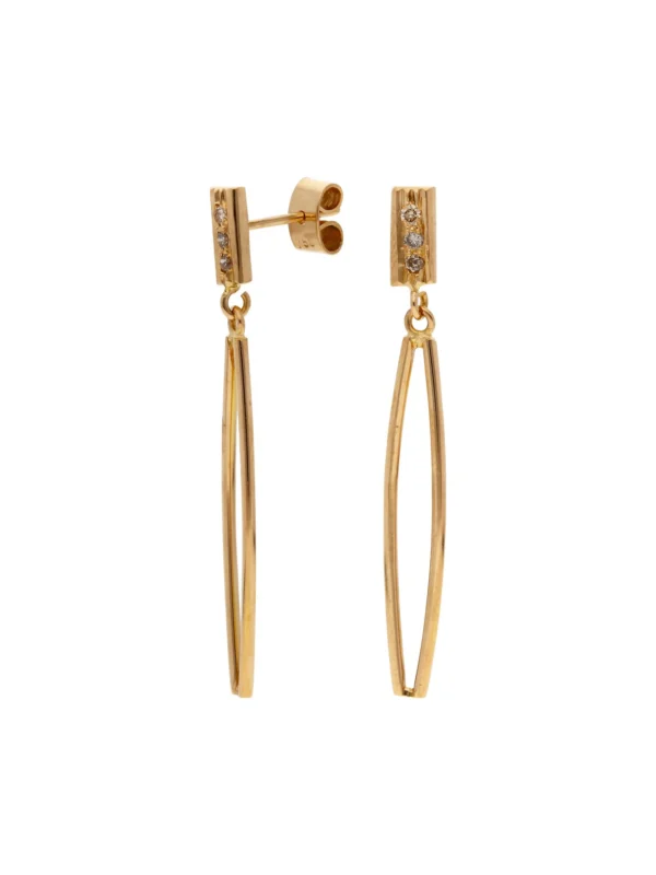 William May 14ct Yellow Gold Diamond Set Open Drop Earrings