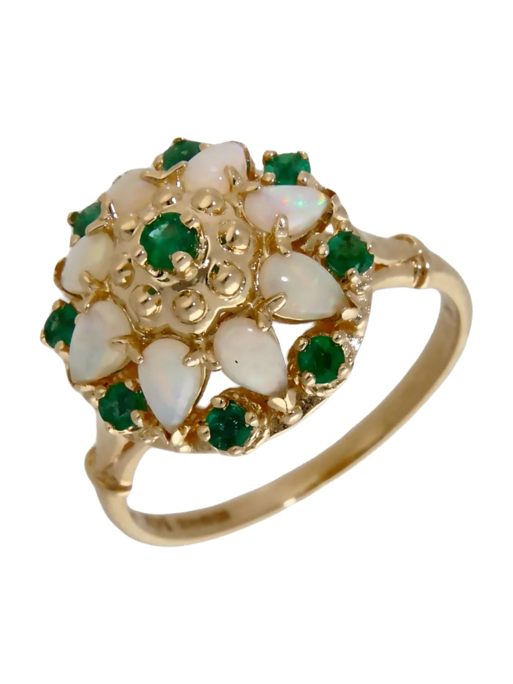 William May 14ct Yellow Gold Emerald & Opal Cluster Ring