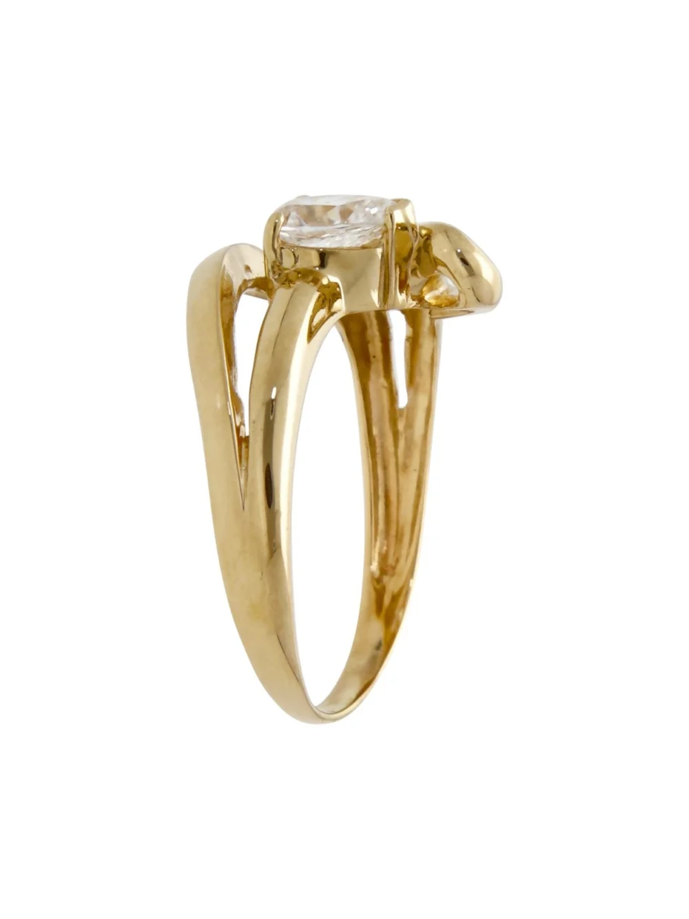 William May 14ct Yellow Gold Pear Cubic Zirconia Wave Dress Ring, view 2