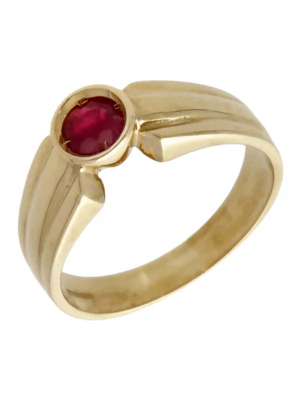 William May 14ct Yellow Gold Red Topaz Solitaire Dress Ring