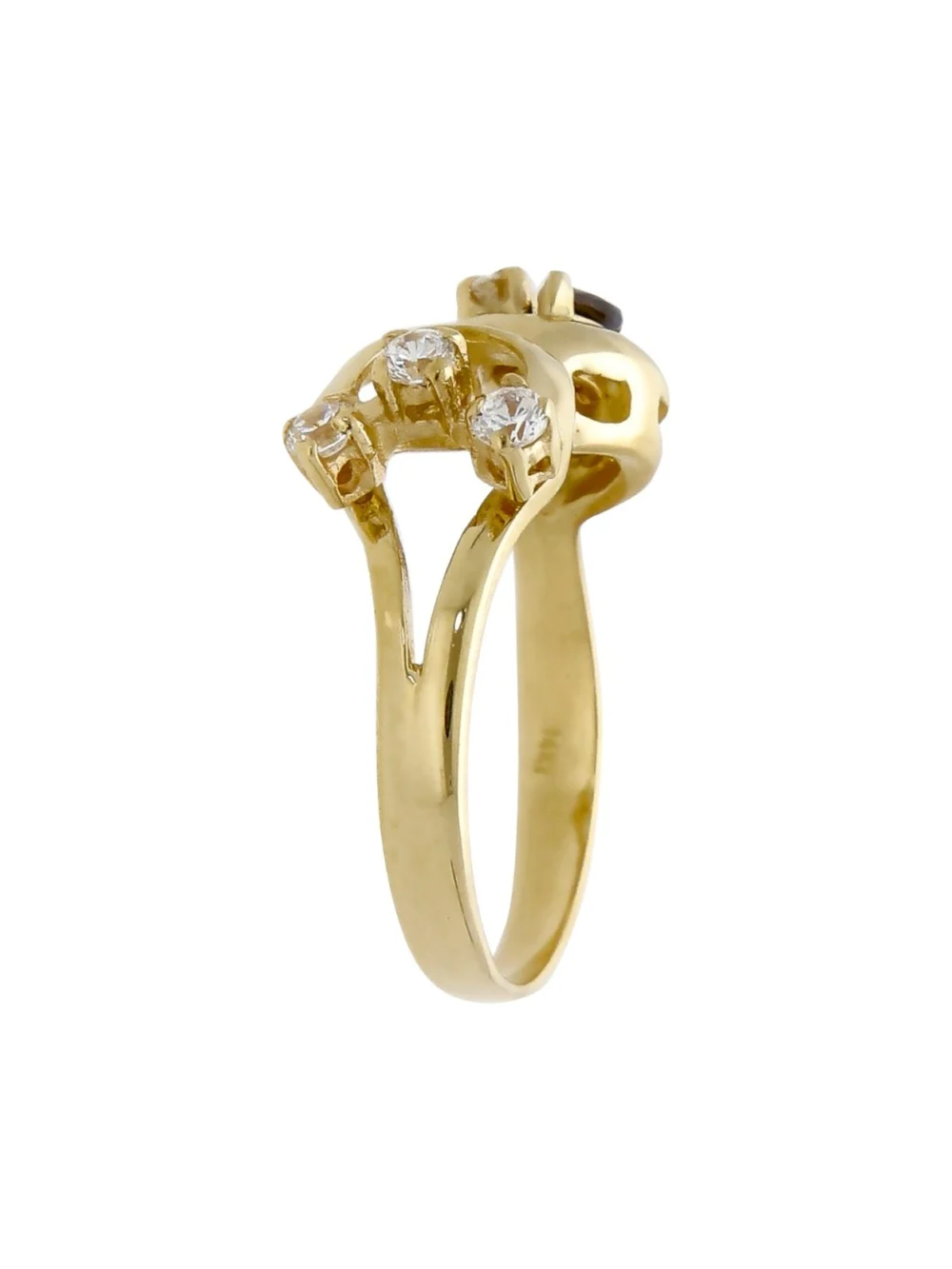 William May 14ct Yellow Gold Sapphire & Cubic Zirconia Dress Ring, view 2