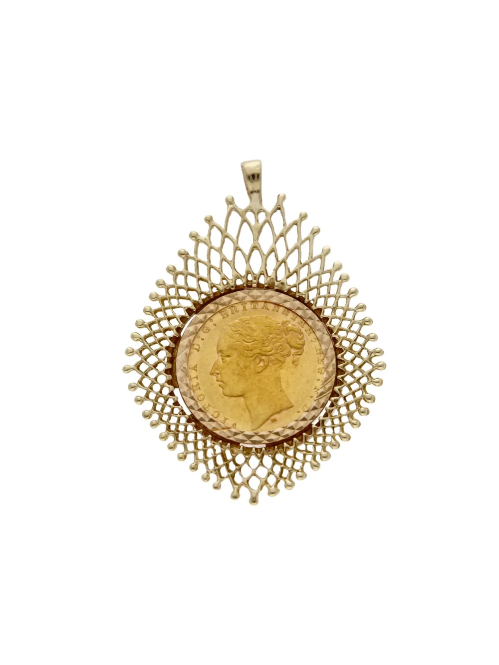William May 1879 Full Sovereign Coin in 9ct Gold Pendant Mount