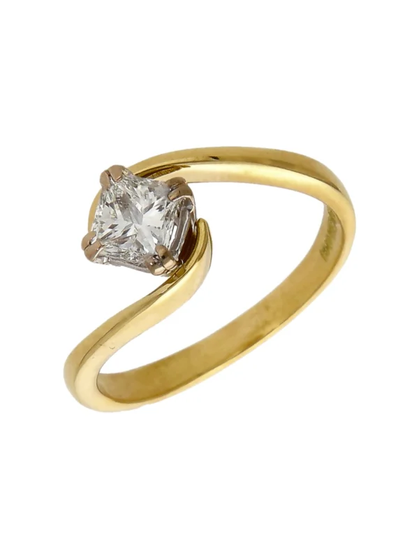 William May 18ct 0.70ct Princess Cut Diamond Solitaire Twist Ring