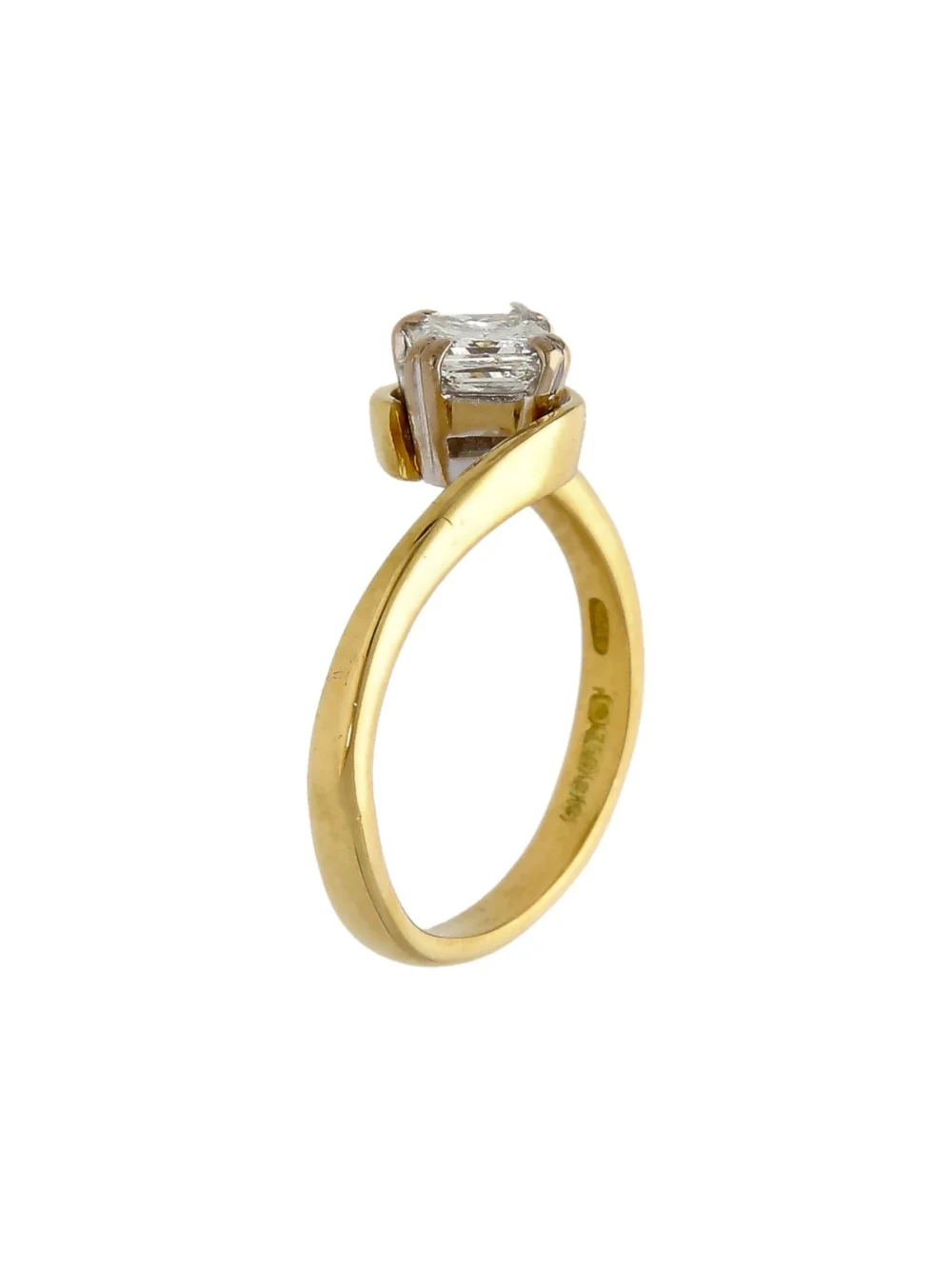 William May 18ct 0.70ct Princess Cut Diamond Solitaire Twist Ring, view 2