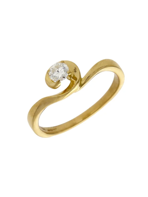William May 18ct Gold 0.25ct Diamond Solitaire Wave Twist Ring