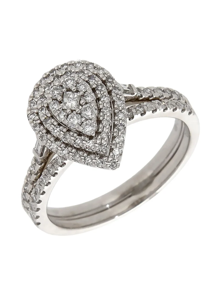 William May 18ct Gold 0.50ct Diamond Pear Cluster Bridal Ring Set
