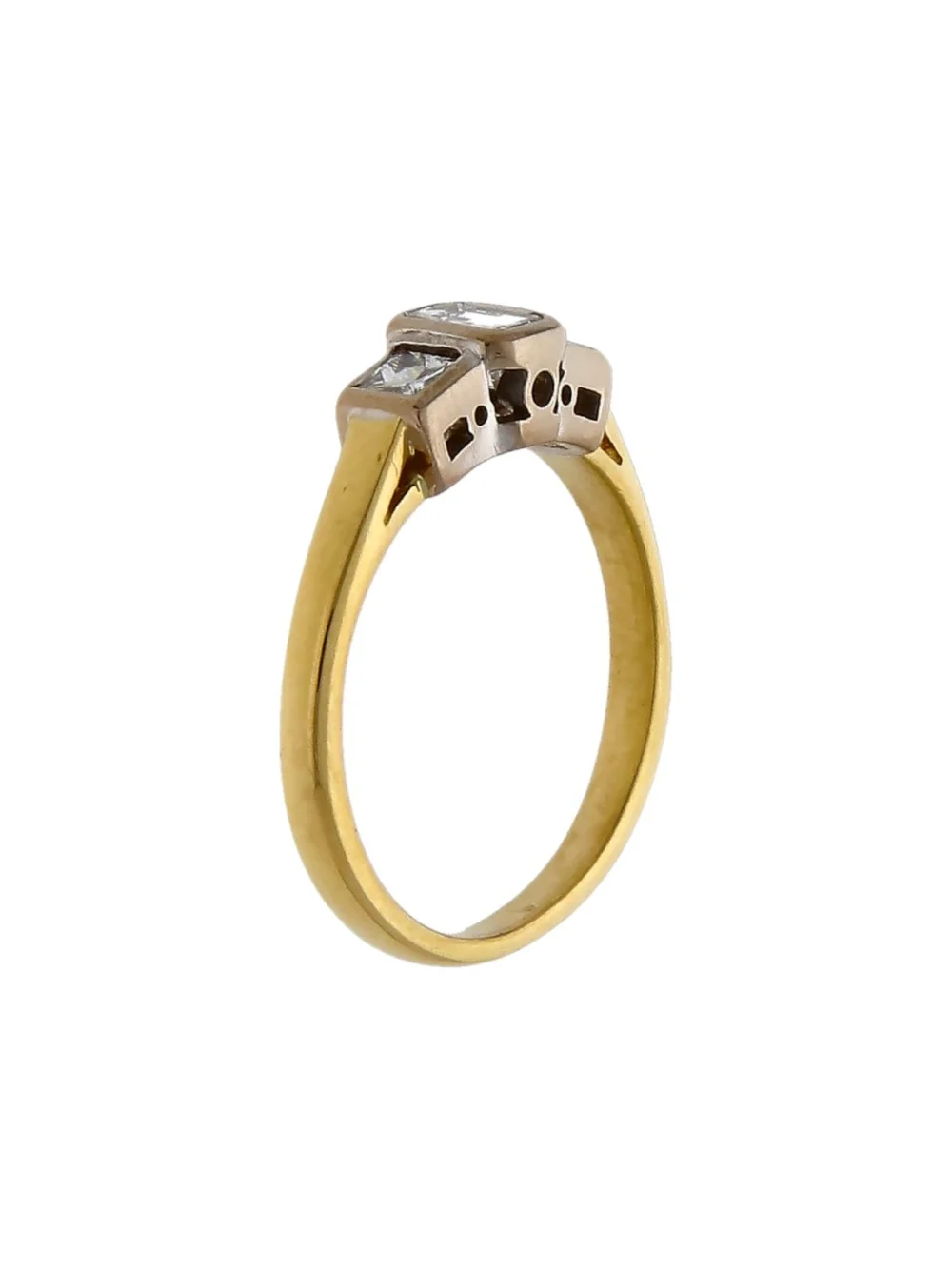 William May 18ct Gold 0.50ct Mixed Cut Diamond Trilogy Ring, view 2