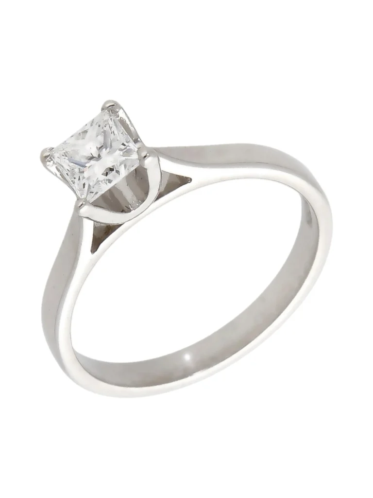 William May 18ct Gold 0.57ct Princess Cut Diamond Solitaire Ring
