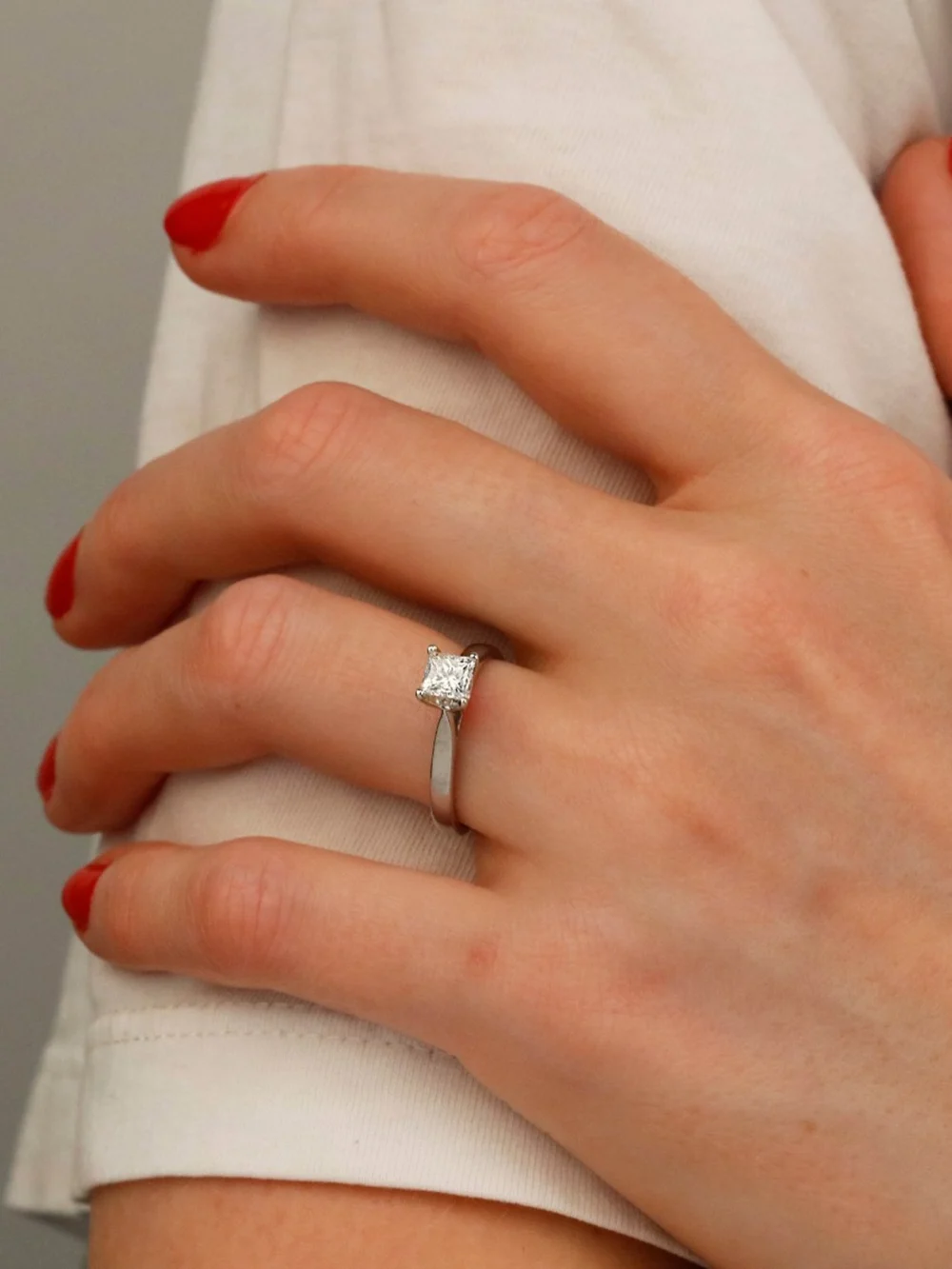 William May 18ct Gold 0.57ct Princess Cut Diamond Solitaire Ring, view 2