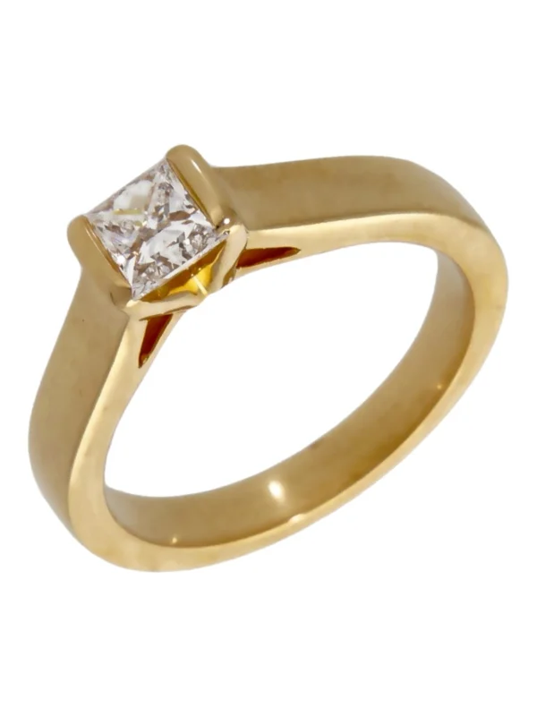 William May 18ct Gold 0.61ct Princess Cut Diamond Solitaire Ring