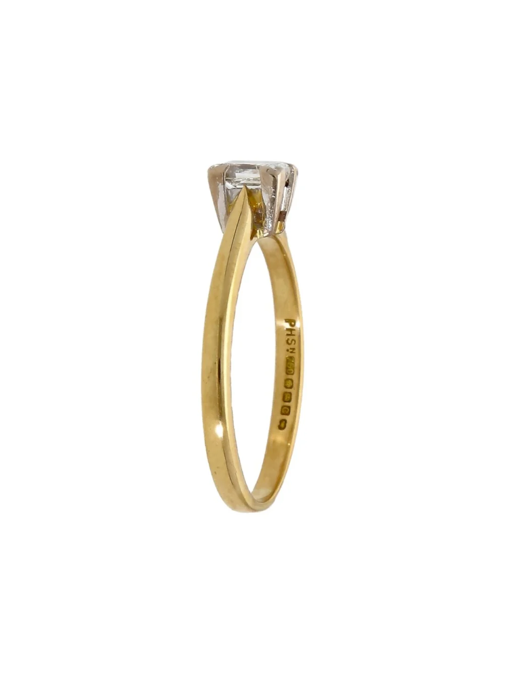 William May 18ct Gold 0.65ct Princess Cut Diamond Solitaire Ring, view 2