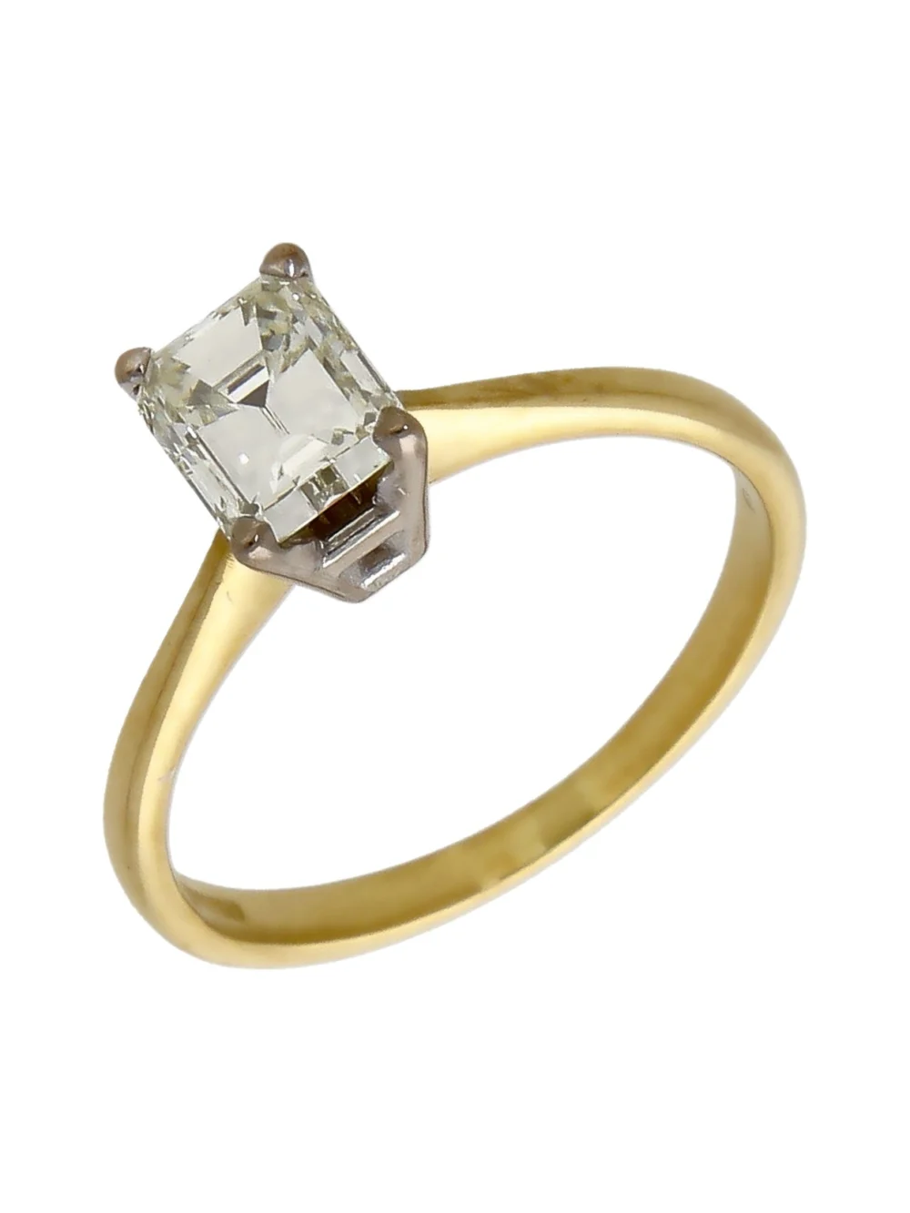 William May 18ct Gold 1.01ct Emerald Cut Diamond Solitaire Ring