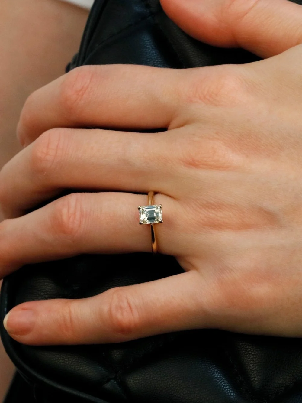 William May 18ct Gold 1.01ct Emerald Cut Diamond Solitaire Ring, view 2