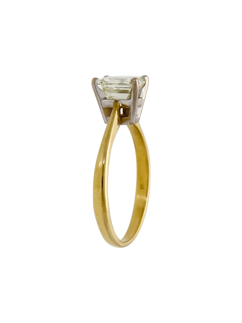 William May 18ct Gold 1.01ct Emerald Cut Diamond Solitaire Ring, view 3