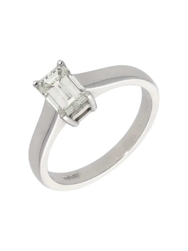 William May 18ct Gold 1.02ct Emerald Cut Diamond Solitaire Ring