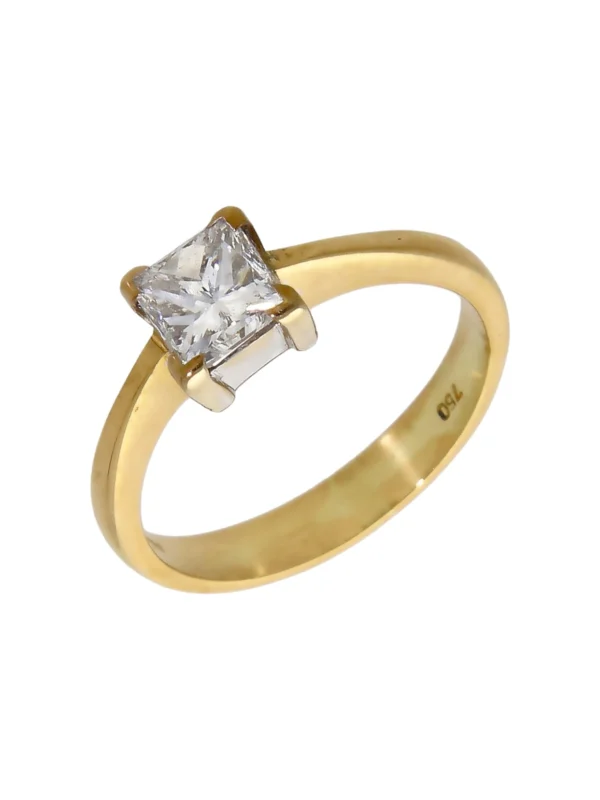 William May 18ct Gold 1.02ct Princess Cut Diamond Solitaire Ring
