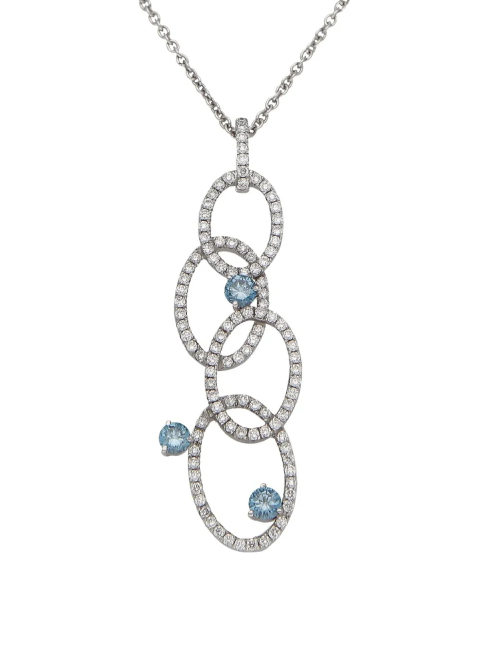William May 18ct Gold Blue & White Diamond Circle Pendant Necklace