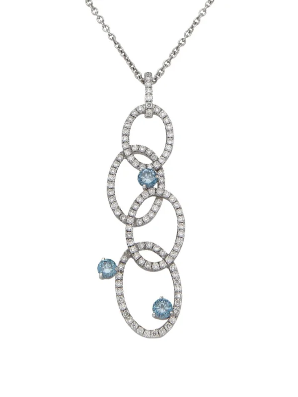 William May 18ct Gold Blue & White Diamond Circle Pendant Necklace