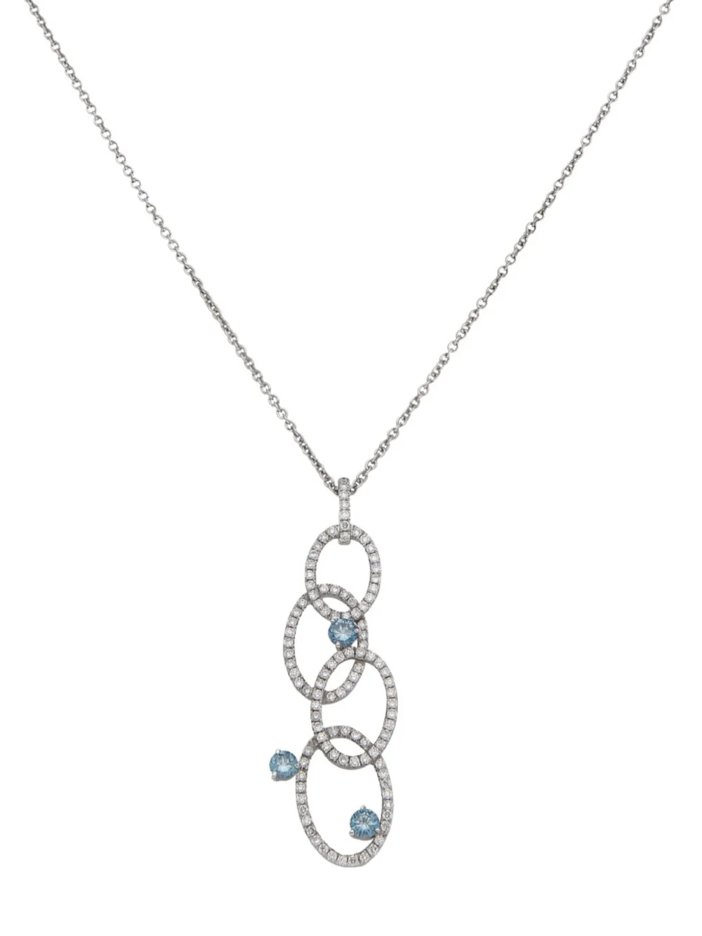 William May 18ct Gold Blue & White Diamond Circle Pendant Necklace, view 2
