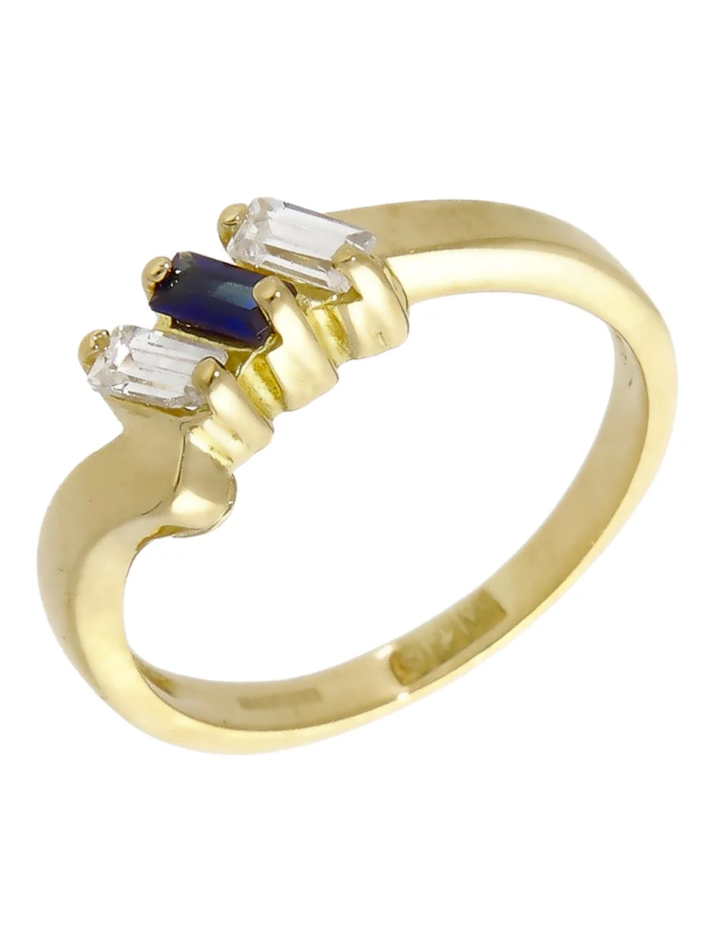 William May 18ct Gold Blue & White Spinel Trilogy Twist Ring