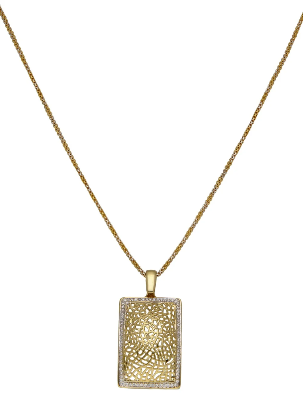 William May 18ct Gold Cubic Zirconia Pendant & Chain Necklace