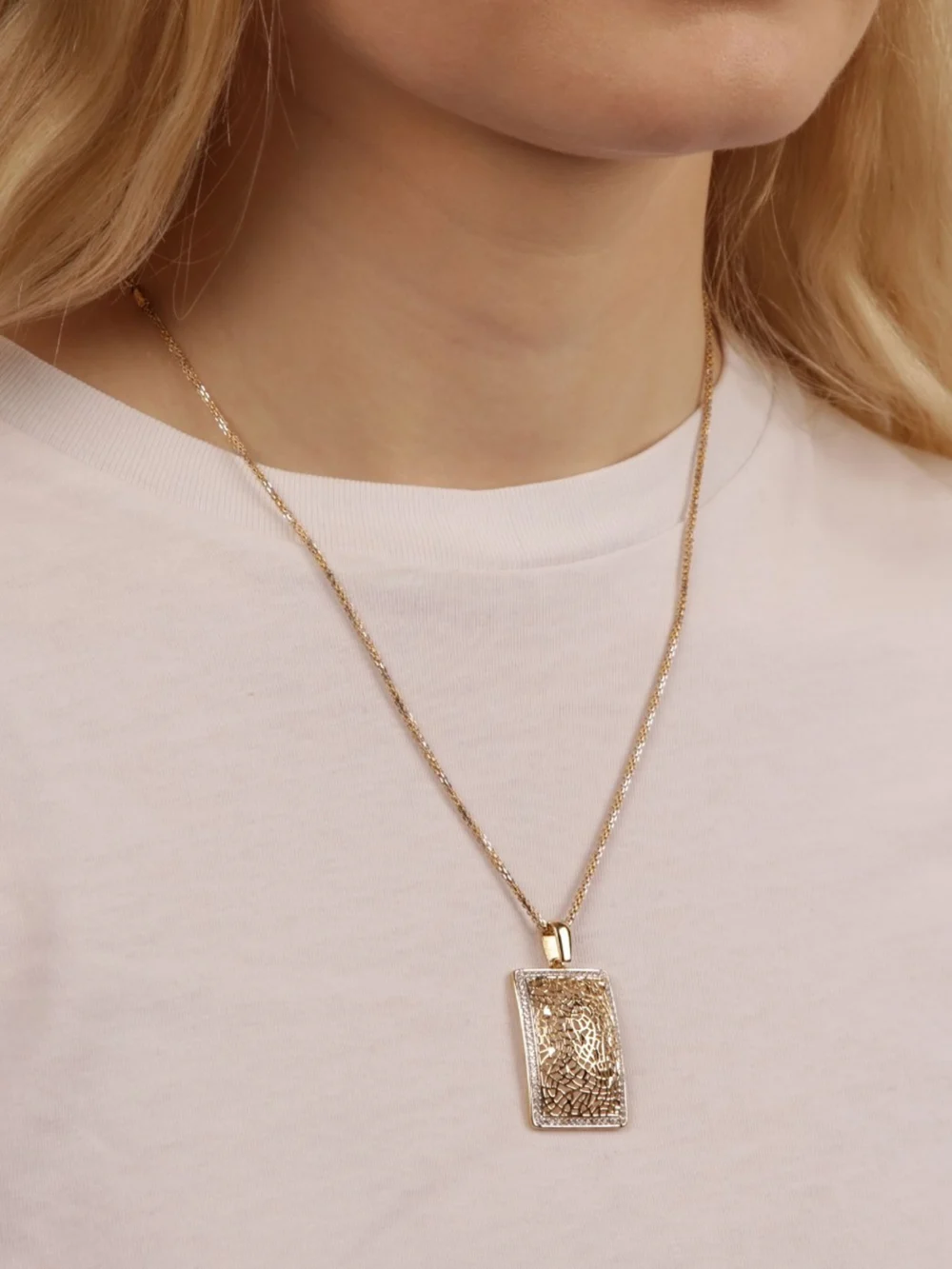 William May 18ct Gold Cubic Zirconia Pendant & Chain Necklace, view 2