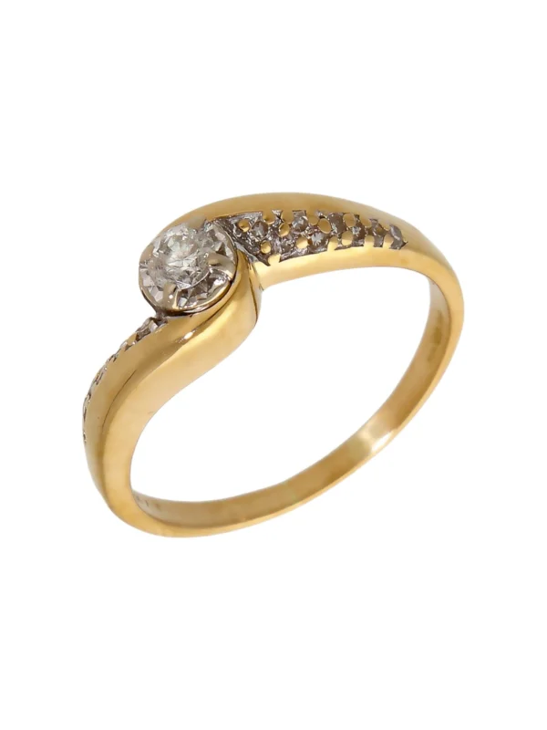 William May 18ct Gold Diamond Solitaire & Shoulders Twist Ring