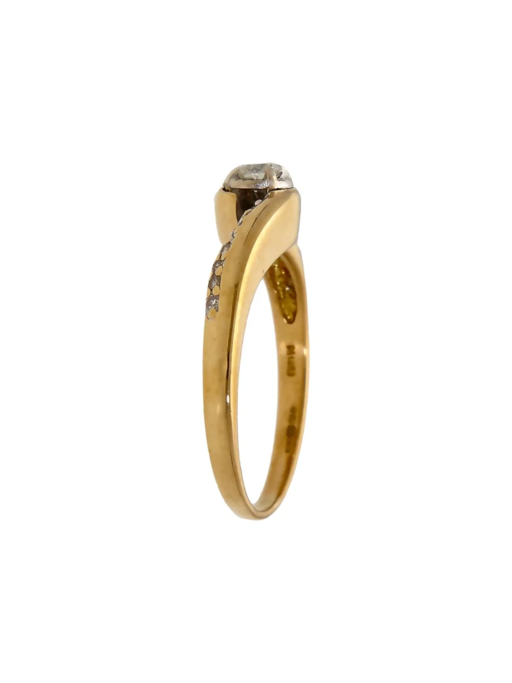 William May 18ct Gold Diamond Solitaire & Shoulders Twist Ring, view 2