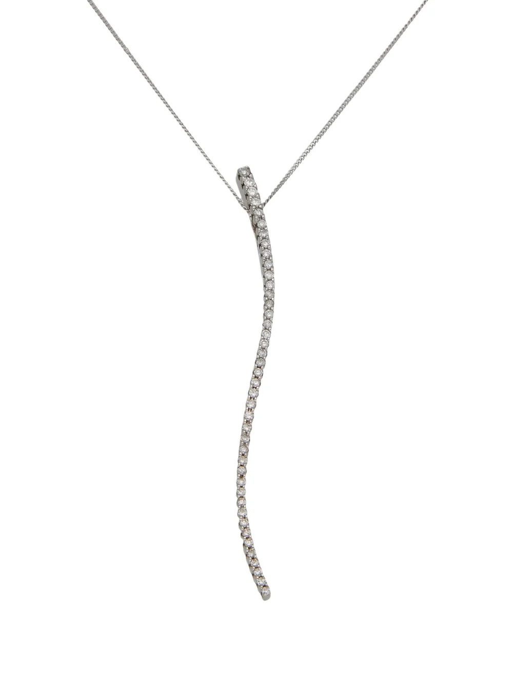 William May 18ct Gold Diamond Wave Pendant & Chain Necklace